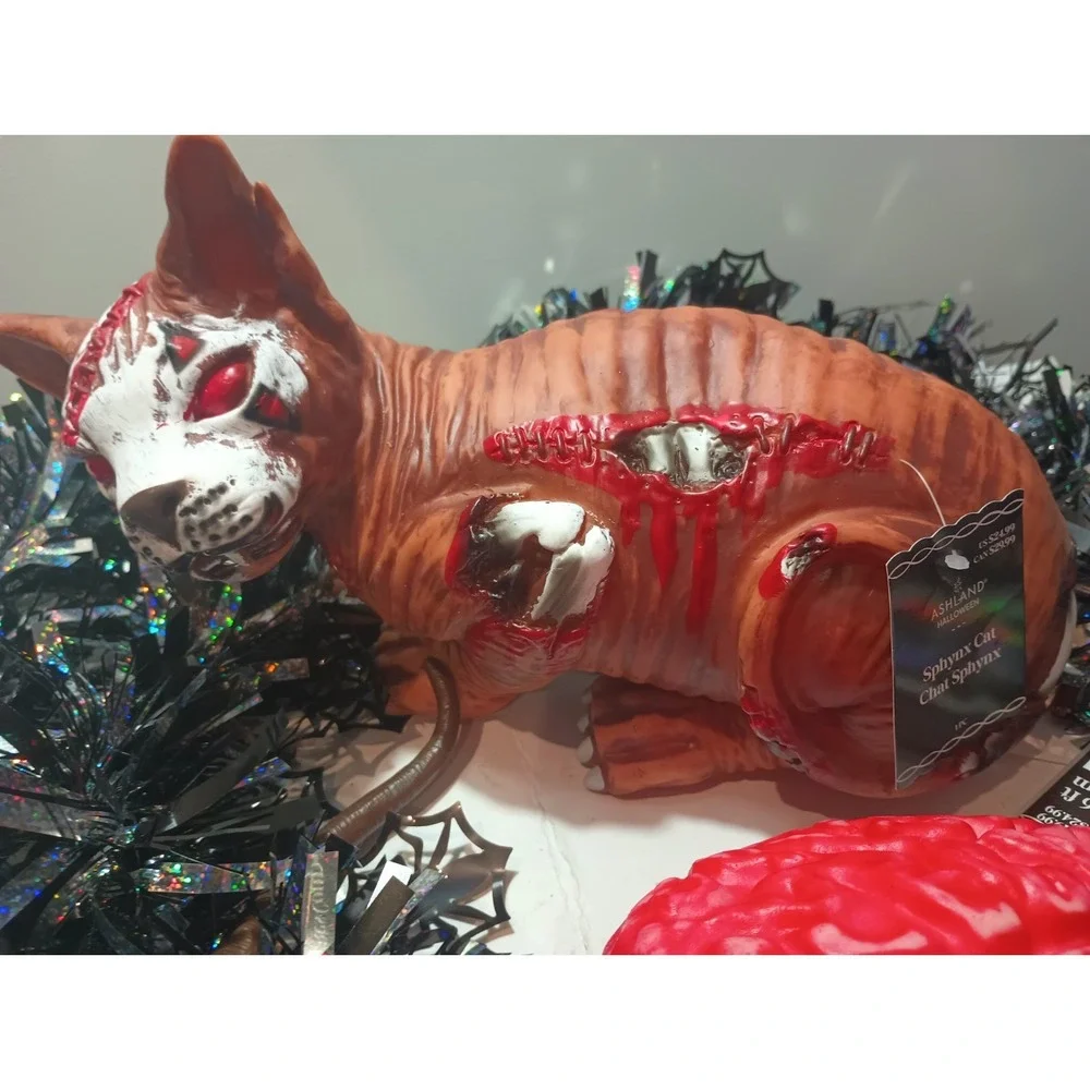 NWT Ashland Halloween Decor Lot Zombie Sphynx Cat Rat Cockroach Skeleton Prop